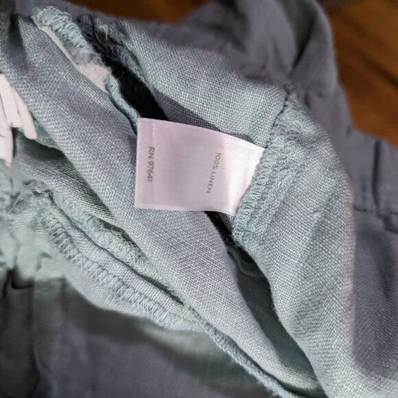 J Jill Pants Pure 100% Linen Wide Barrel Leg Crop Pockets Med Light Sage Green - Picture 5 of 5